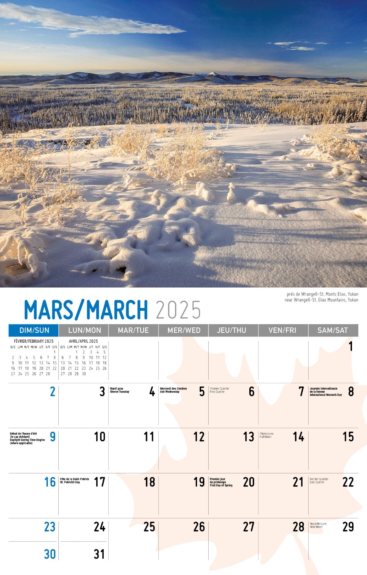 Galleria Wall Calendar 2025 Scenes of Canada (English/French)