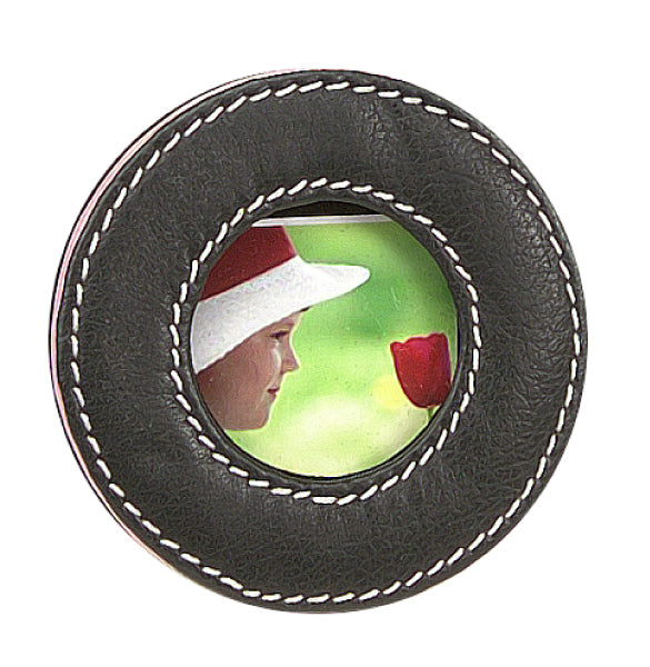 Small Round Picture Frame, genuine leather