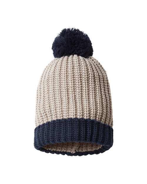 Richardson Chunky Cable w/Cuff & Pom Beanie