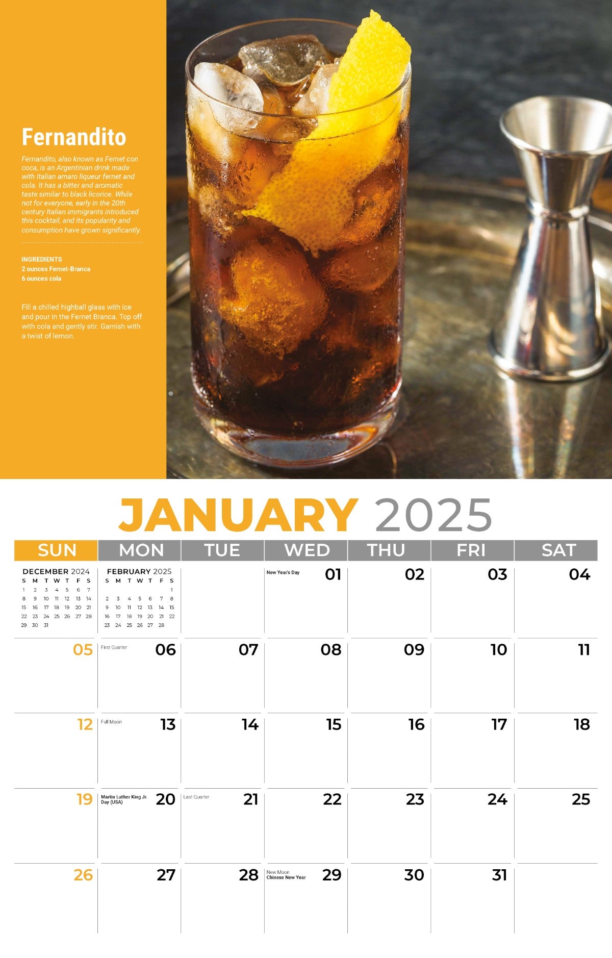 Galleria Wall Calendar 2025 Happy Hour