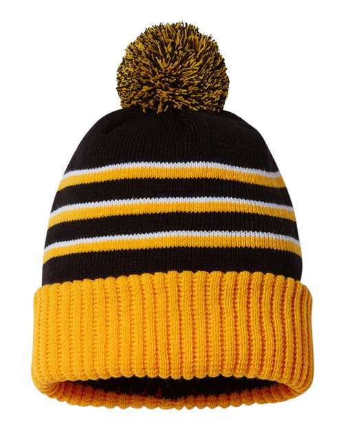 Richardson® Stripe Pom Cuffed Beanie