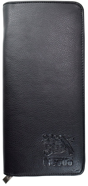 Passport & Ticket Holder with Zipper black textured simuleather
