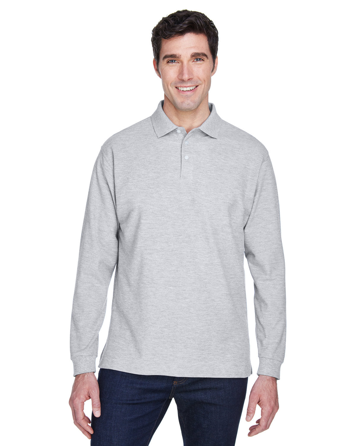 000168 Devon and Jones Men's Pima Piqué Long-Sleeve Polo