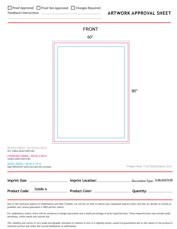 48 Hr Quick Ship - Plush and Cozy Mink Flannel Fleece Blanket, 60x80, Sublimated Edge to Edge 1 side