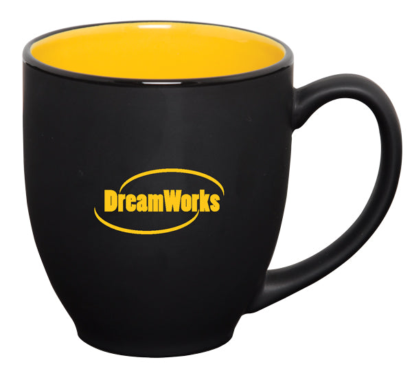 Bistro 16oz 2tone black/yellow mug in Ripple gift box