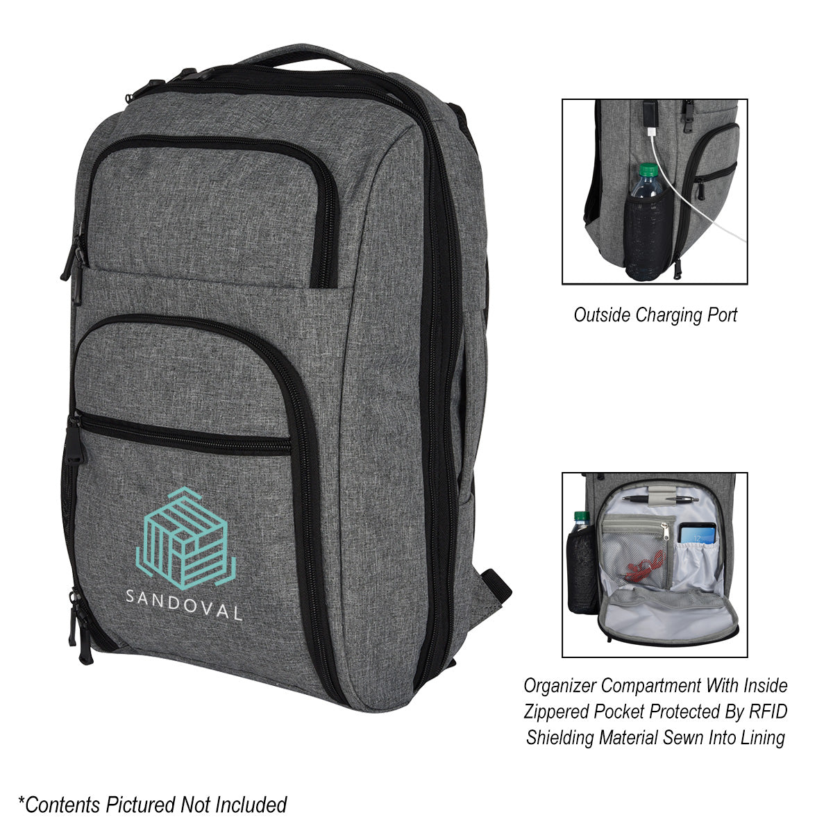 Heathered Rfid Laptop Backpack & Briefcase