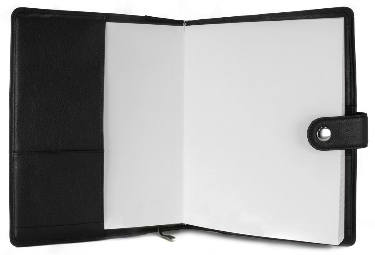 Book Cover black pebbled leather w/black stitch