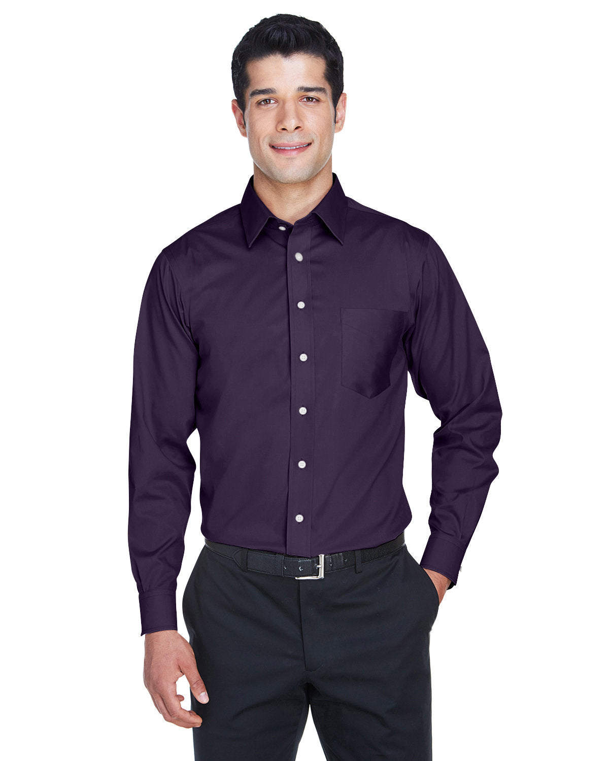 000163 Devon and Jones Men's Crown Collection® Solid Stretch Twill Woven Shirt