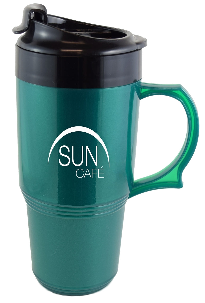 ~ The Green Mug 16oz metallic green with flip top lid