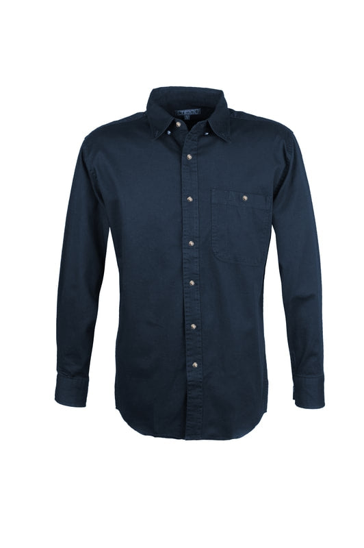 Men's 100% Cotton Twill Long Sleeve Shirt (Navy Blue) (XS-5XL)