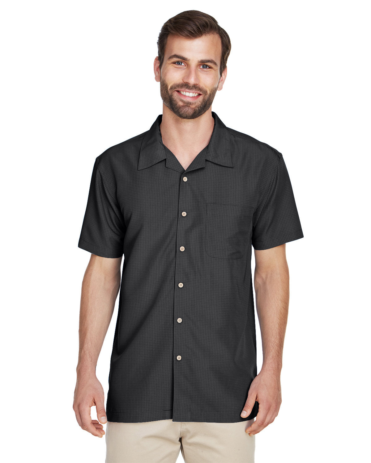 Harriton Men's Barbados Textured Camp Shirt