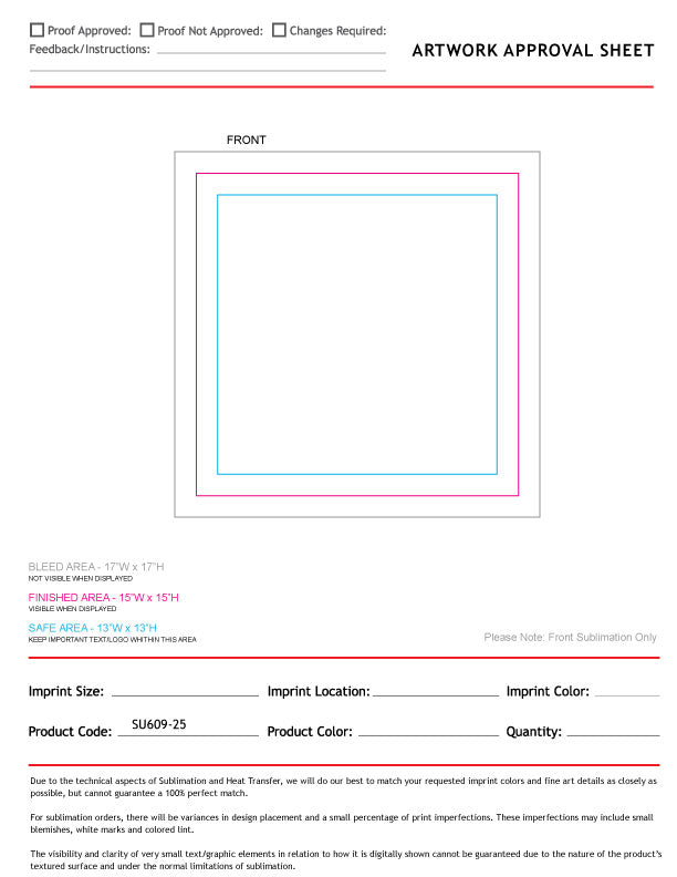 Colored Microfiber Dri-Lite Terry Rally, Sports, Skate Towel, 15x15 Sublimated Edge to Edge 1 side