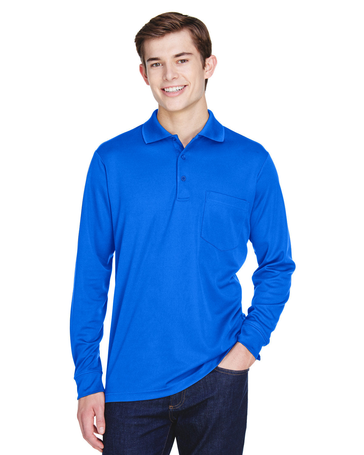 CORE 365 Adult Pinnacle Performance Long-Sleeve Piqué Polo with Pocket