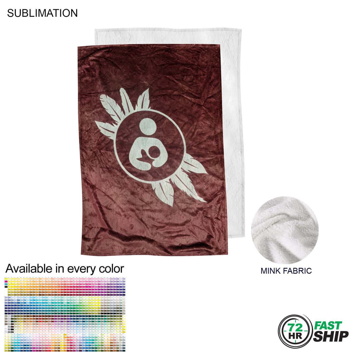 72 Hr Fast Ship - Plush and Cozy Mink Flannel Fleece Baby Blanket, 30x40, Sublimated
