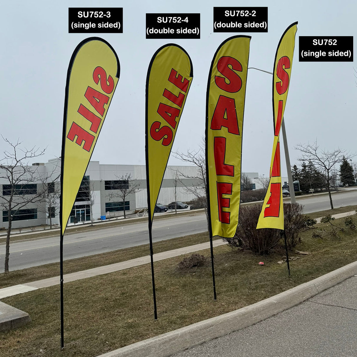 15' Large Feather Flag Kit, Full Color Graphics One Side, Outdoor Spike base and Bag Included