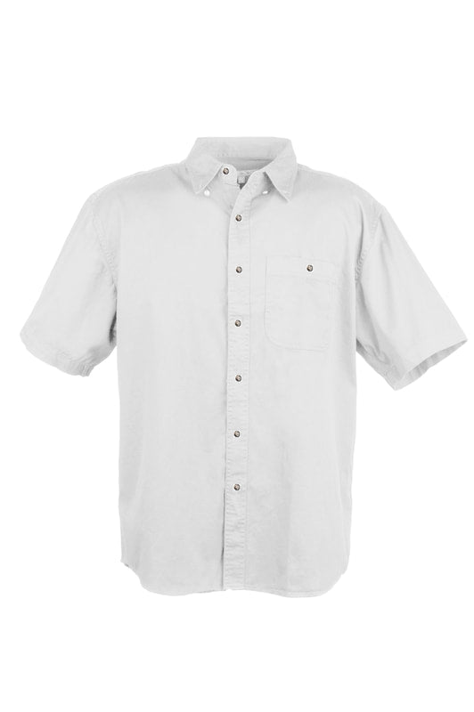 Men's Promotional White Top Stitch Long Sleeve Denim Shirts (2XS-3XL)