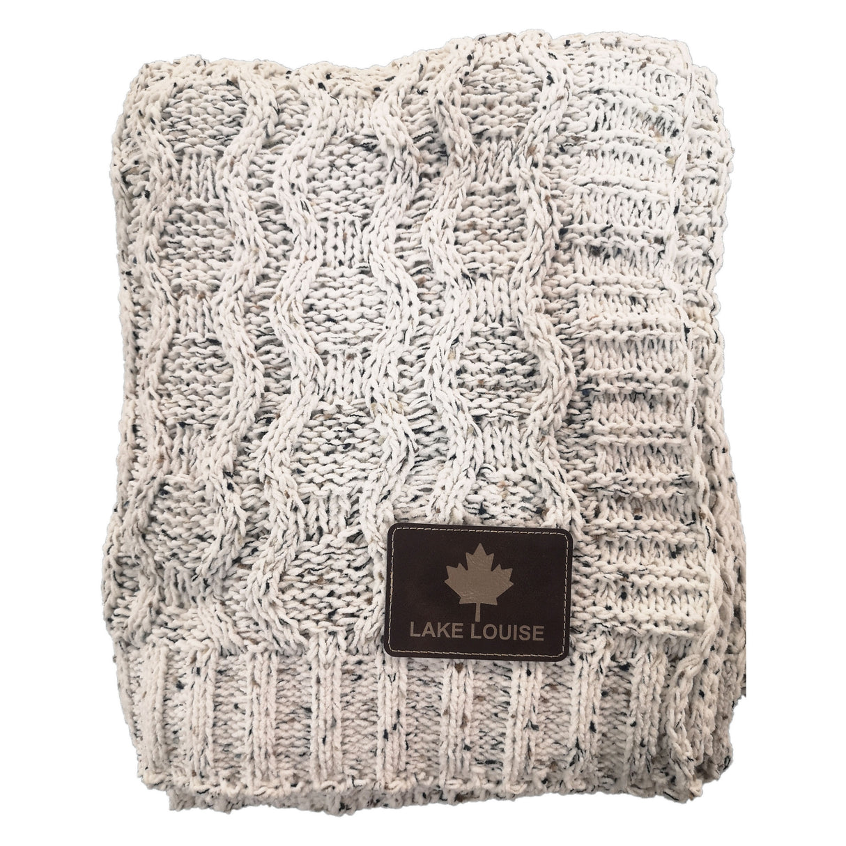 48 Hr Quick Ship - Heather Cable Knit Chenille Blanket, 50x60, with Lasered logo patch