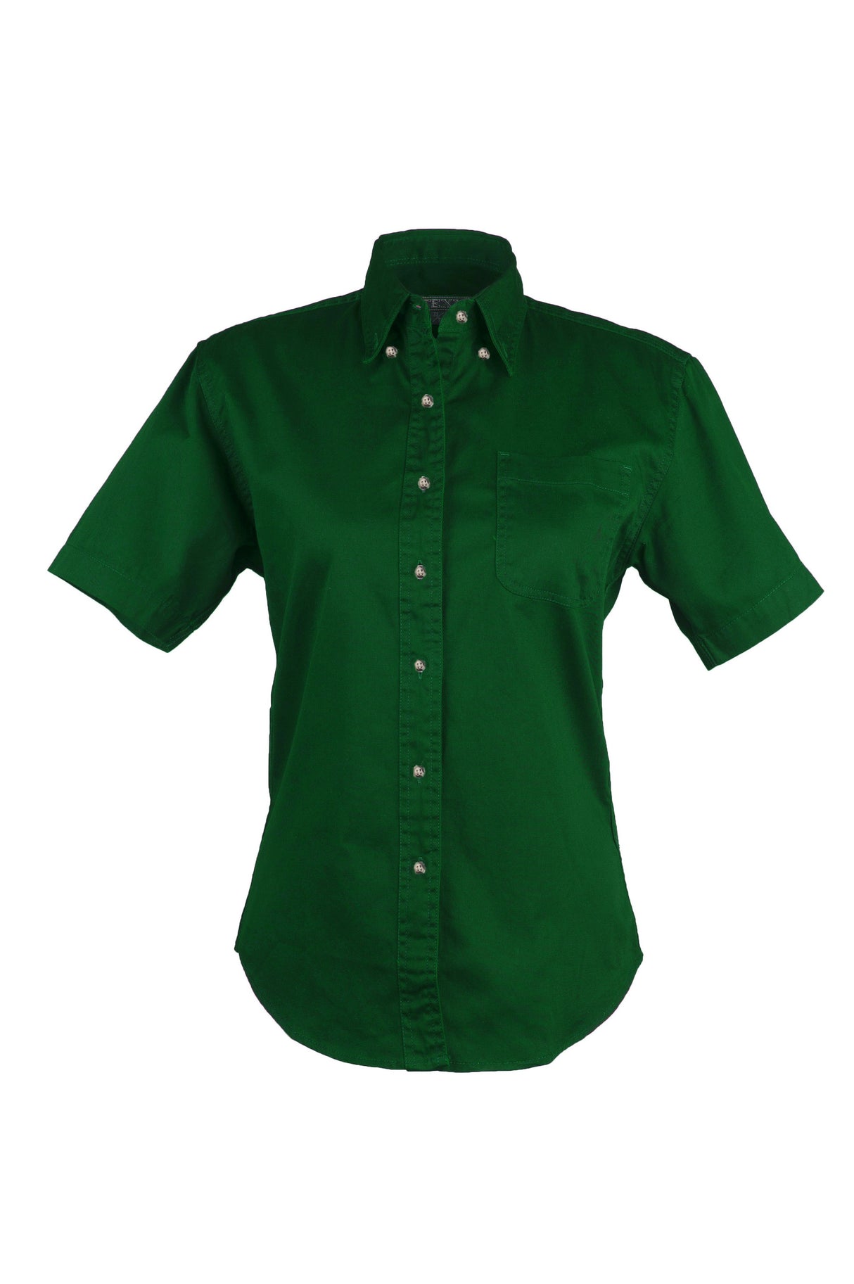Ladies 100% Cotton Twill Short Sleeve Shirt (GREEN) (XS-2XL)
