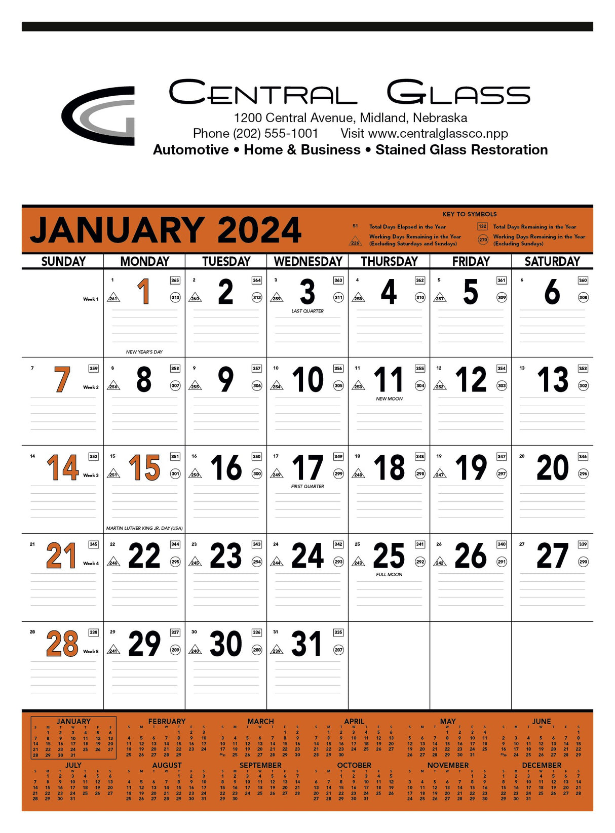 Triumph® Calendars Orange & Black Contractor Memo