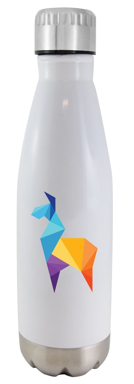 Calico 17oz stainless bottle glossy white double wall with stainless lid - Digital Print