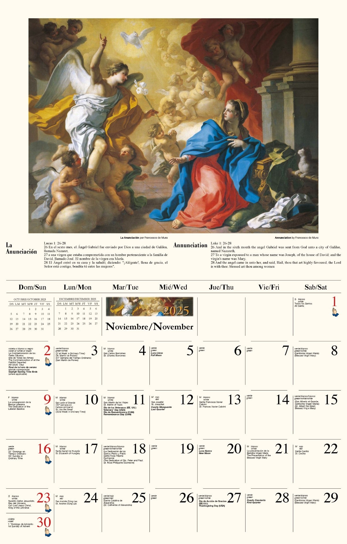 Galleria Wall Calendar 2025 Catholic Inspirations SP/ENG