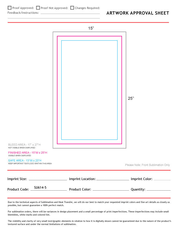 48 Hr Quick Ship - Microfiber Dri-lite Terry Towel, 15x25, Sublimated Edge to Edge 1 side