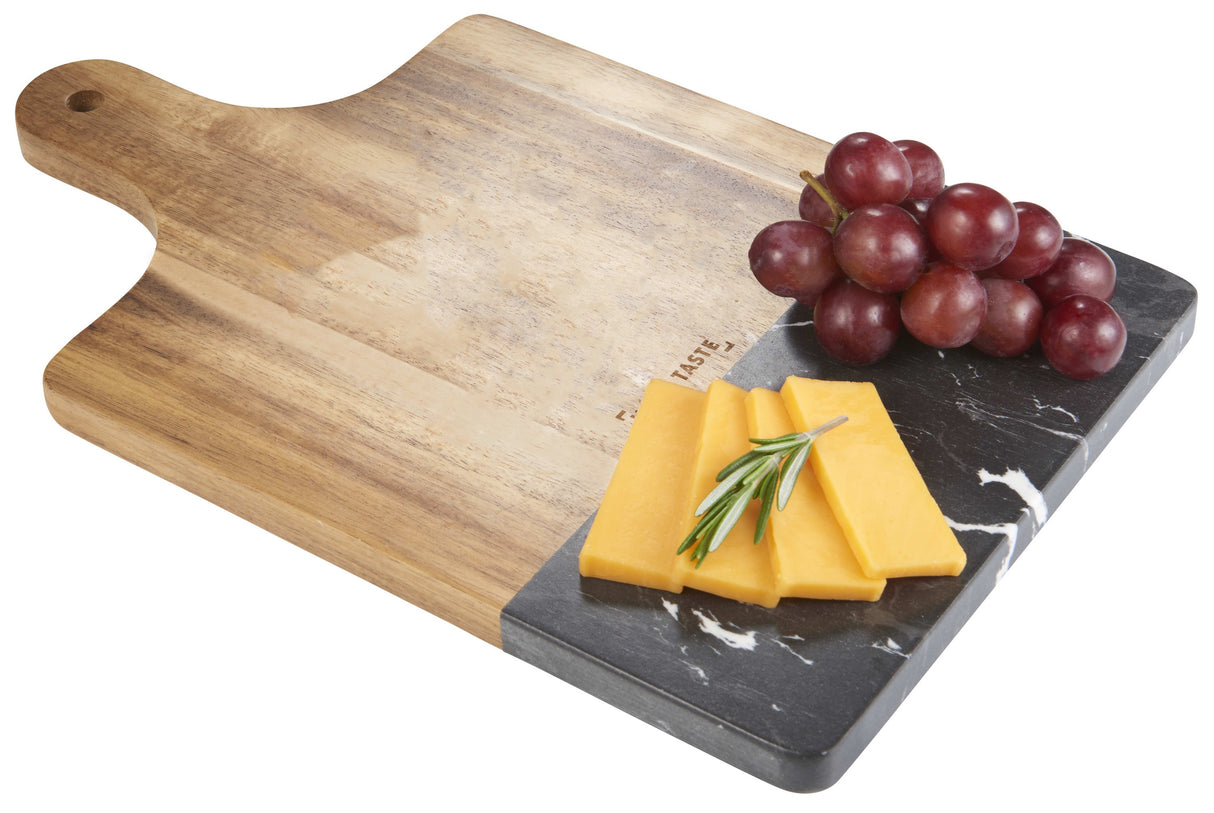 Black Marble and Wood Cutting Board