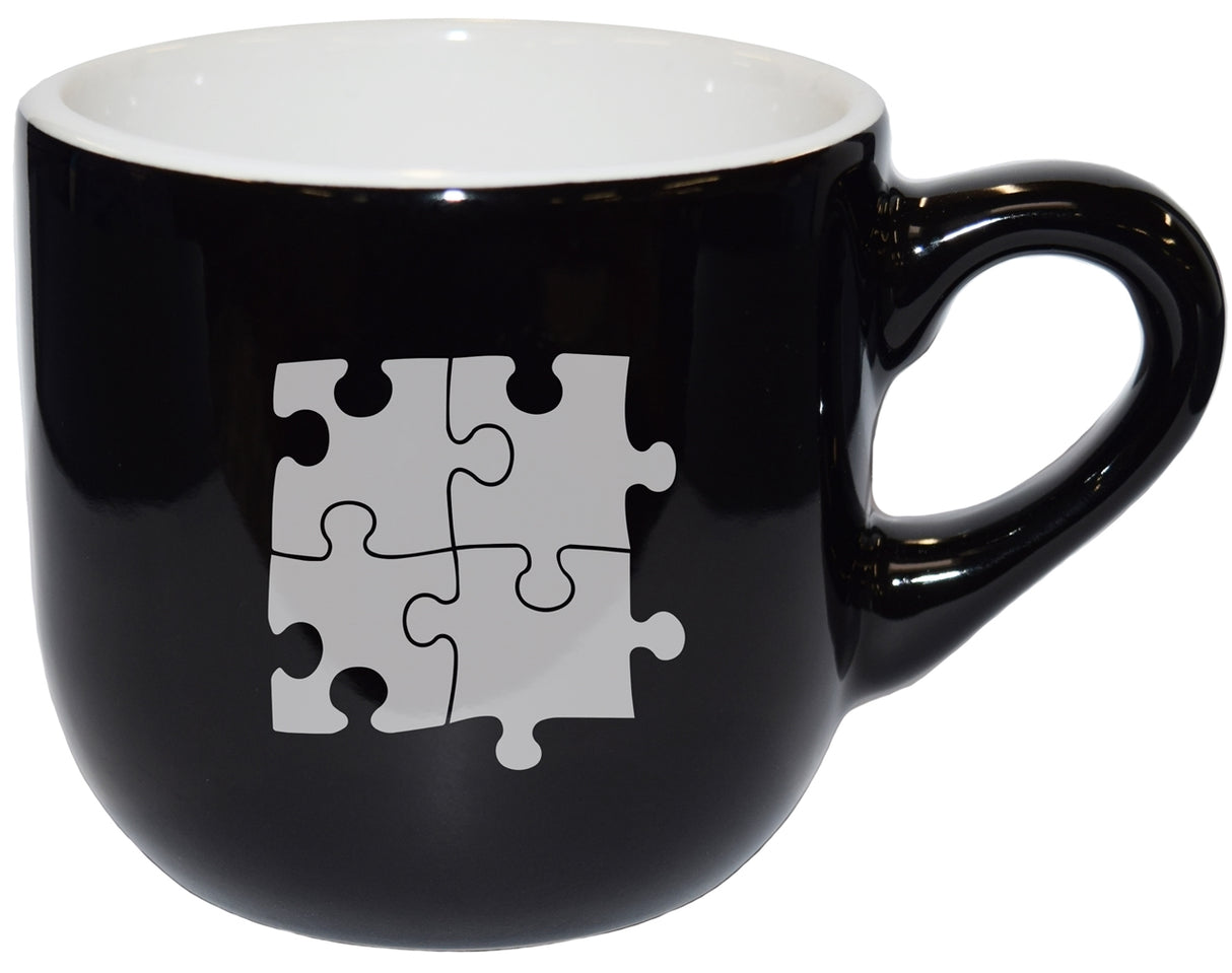 Wellington 11oz vitrified ceramic black/white cappuccino mug