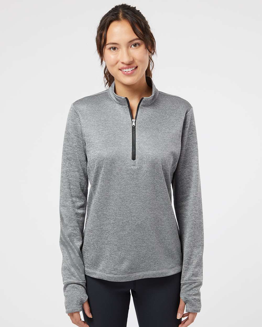 Adidas Women's Brushed Terry Heathered Quarter Zip Pullover