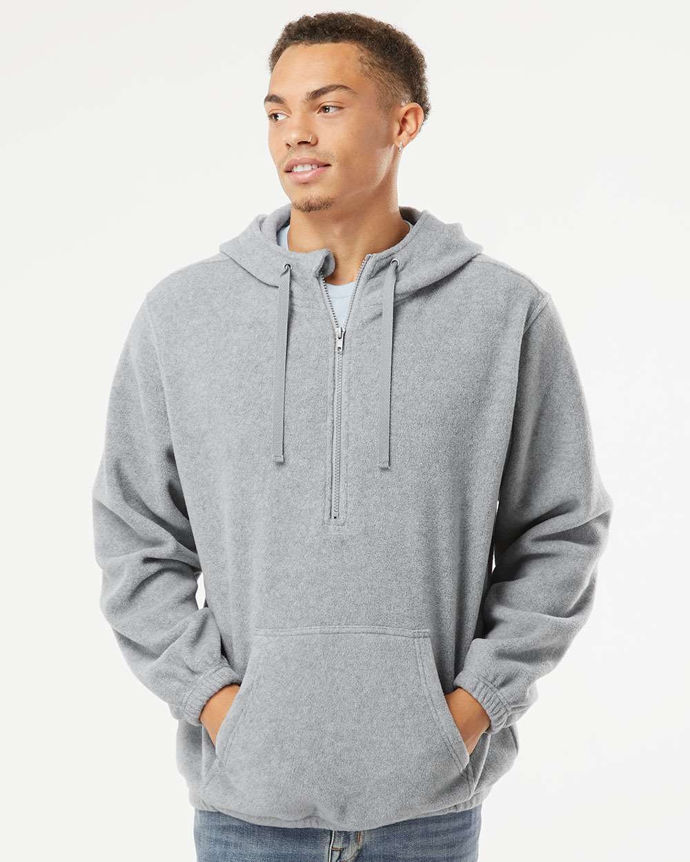 Burnside Polar Fleece Quarter Zip Scuba Hooded Pullover