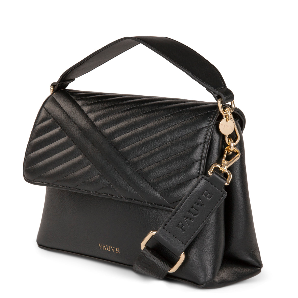 FAUVE COLLECTION-Vegan Leather Front Flap Crossbody Bag