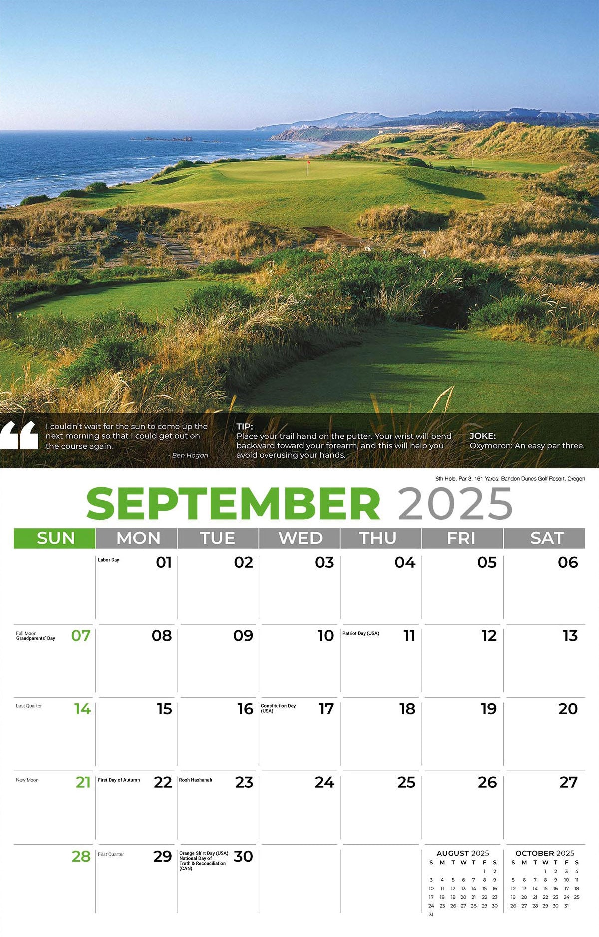Galleria Wall Calendar 2025 Golf Tips