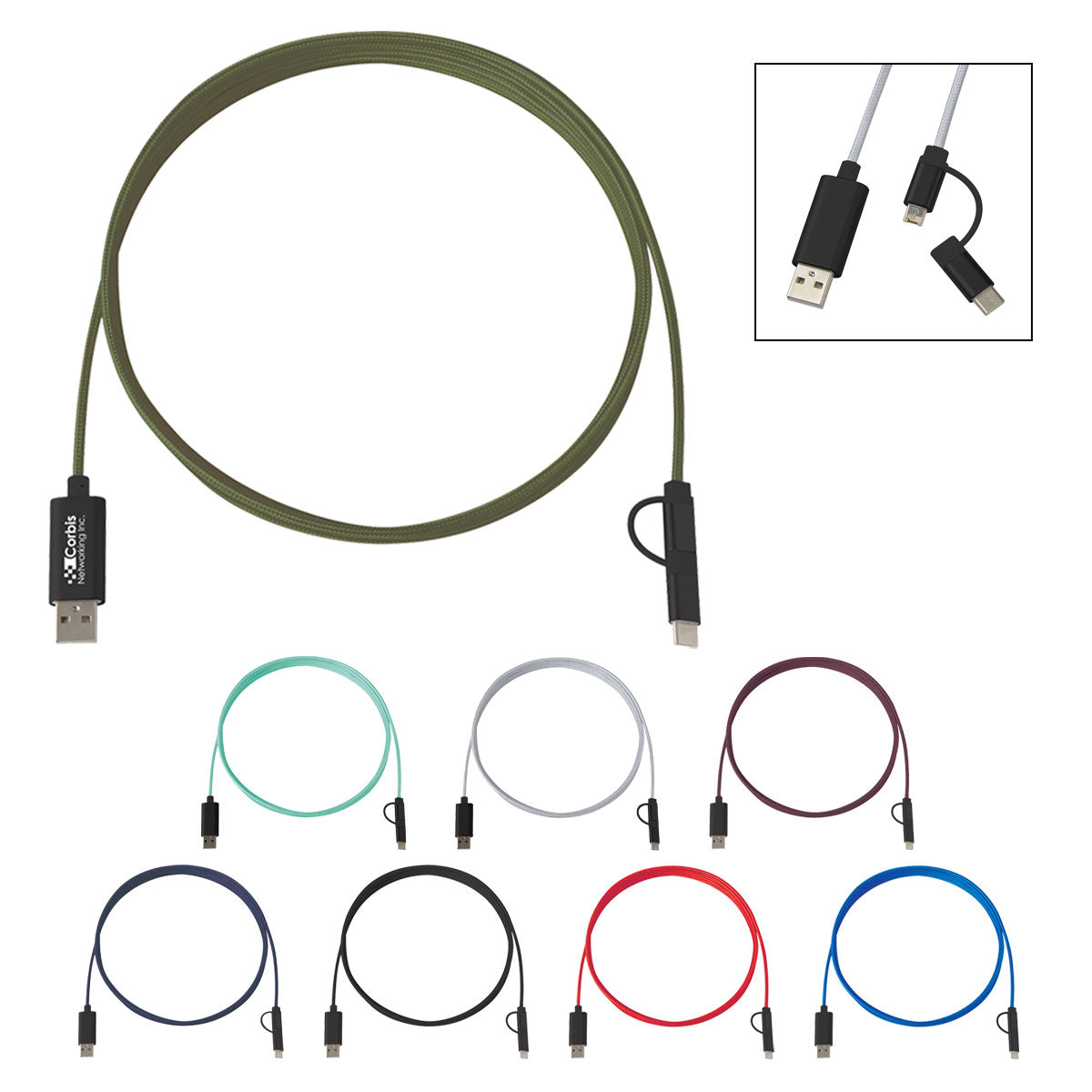3-in-1 10 Ft. Braided Charging Cable