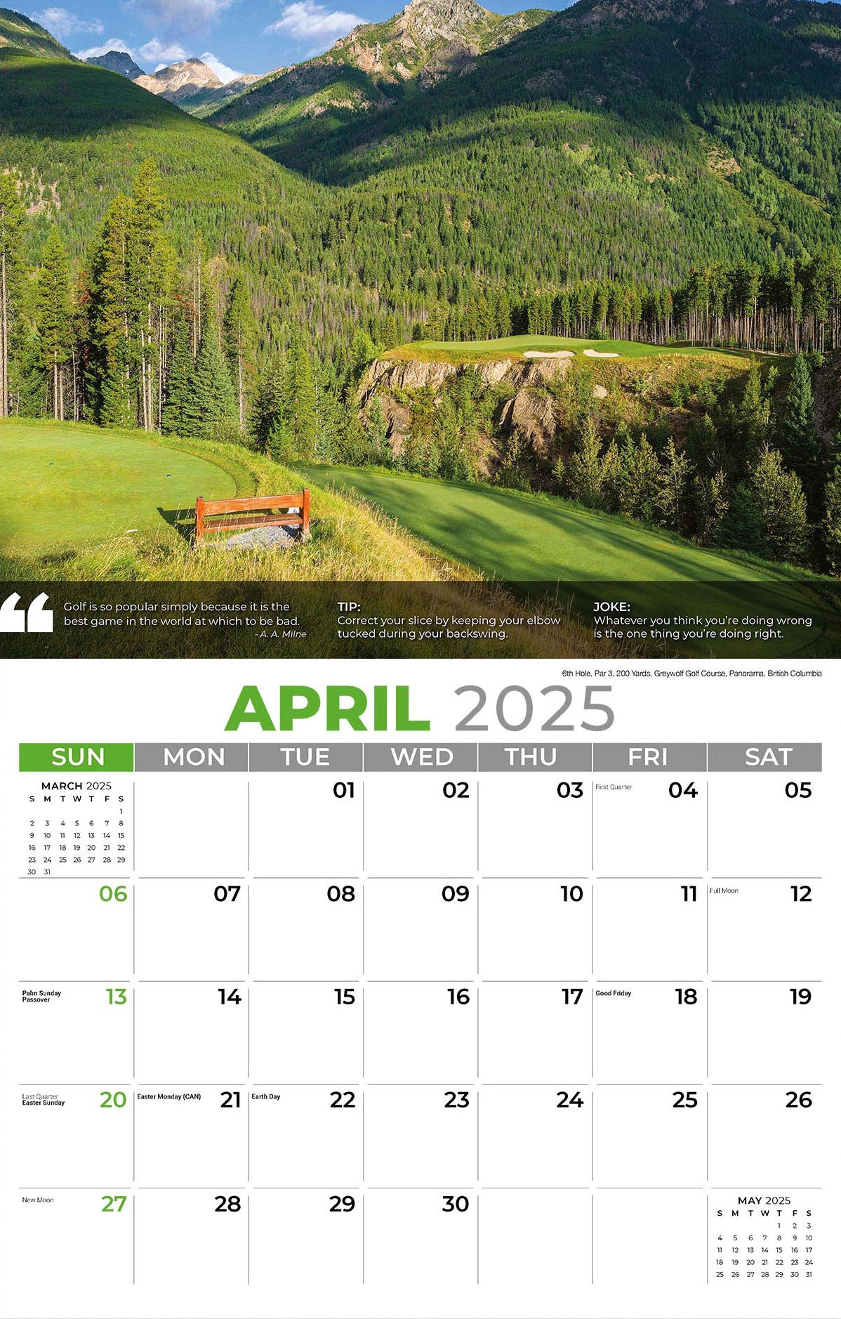 Galleria Wall Calendar 2025 Golf Tips