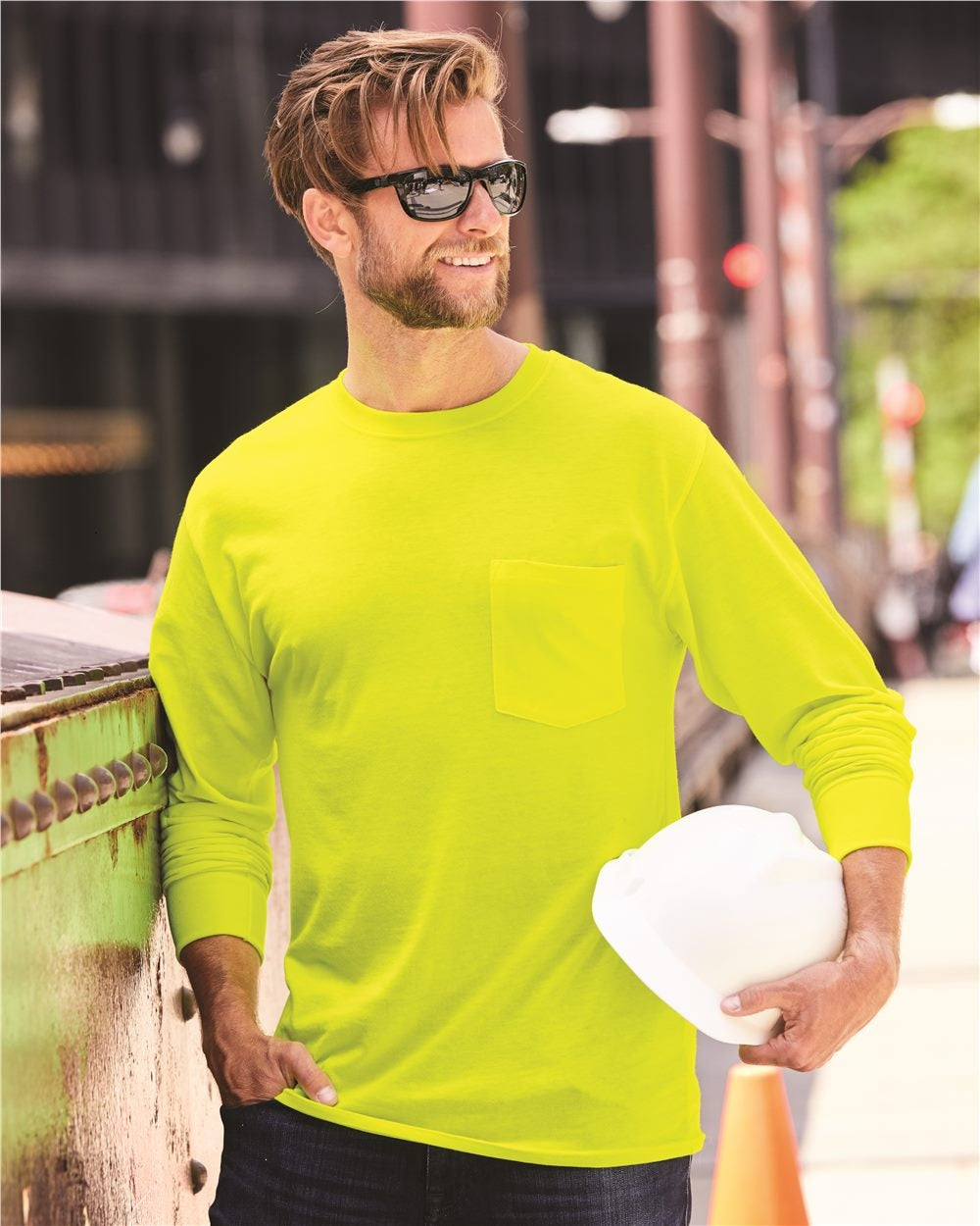 Hanes Workwear Long Sleeve Pocket T-Shirt