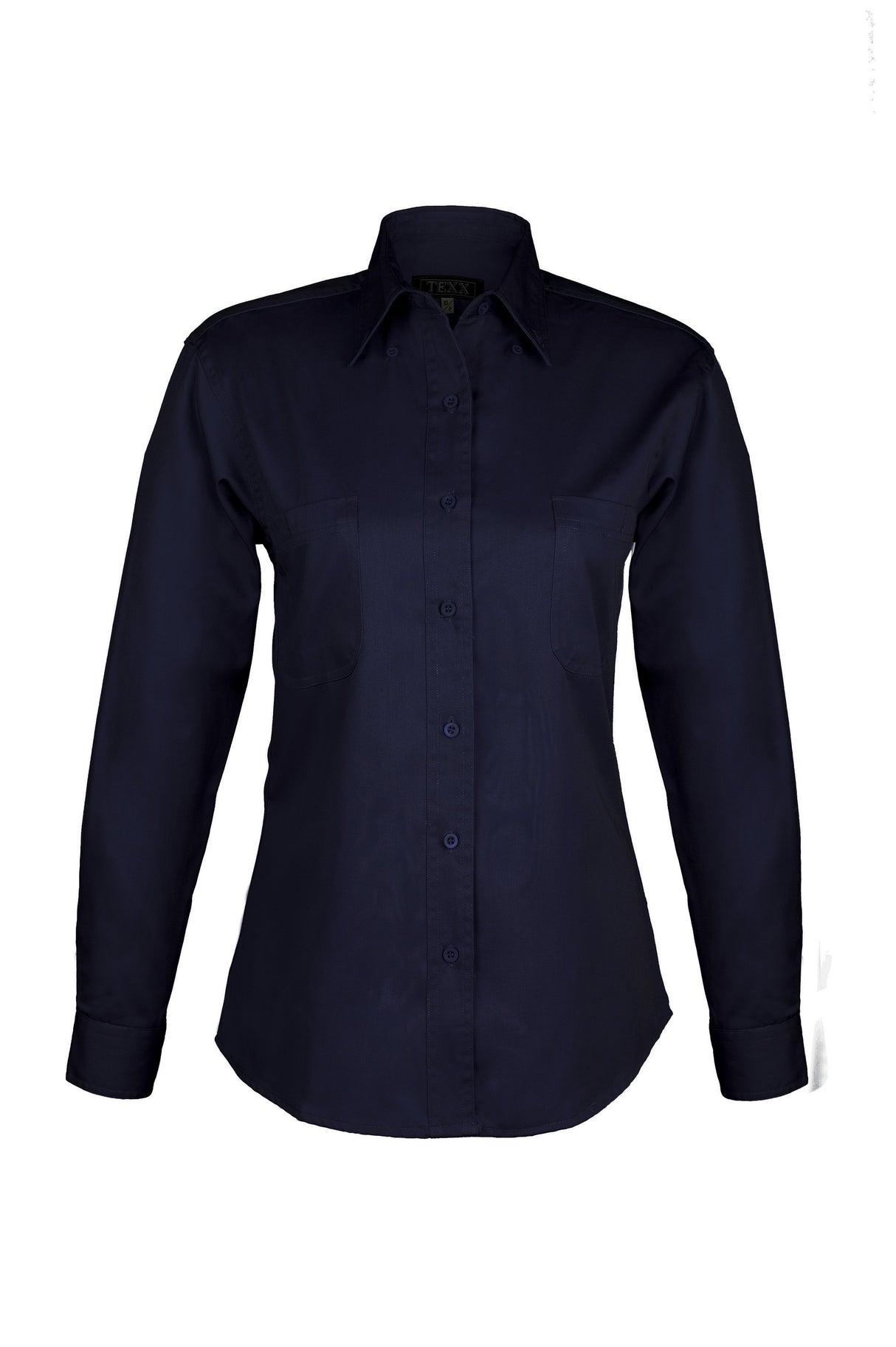 Ladies Cotton Blend Twill Long Sleeve Shirts (Navy Blue) (XS-3XL)