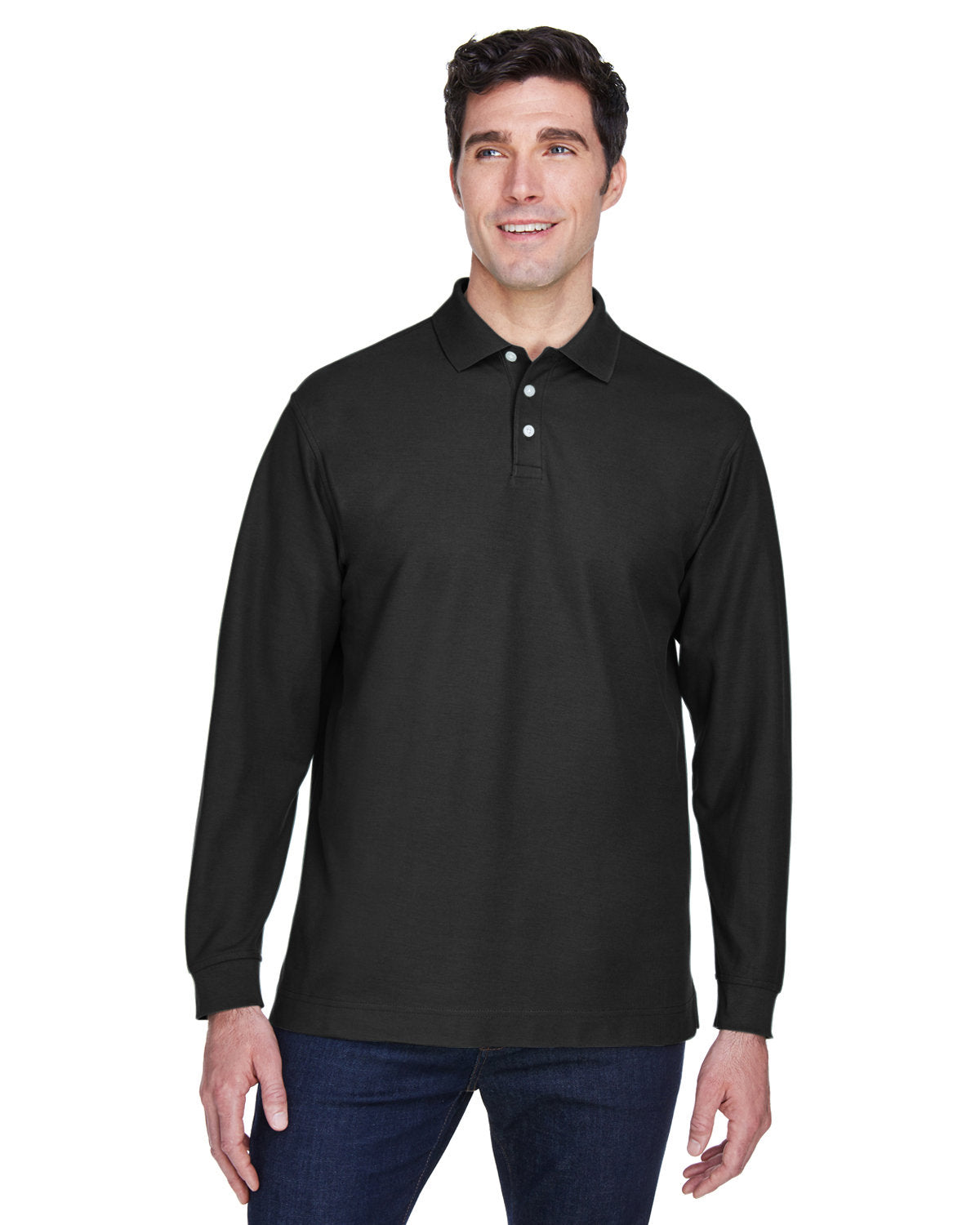 000168 Devon and Jones Men's Pima Piqué Long-Sleeve Polo