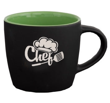 Midnight 12oz 2tone black/lime cafe mug - Etched