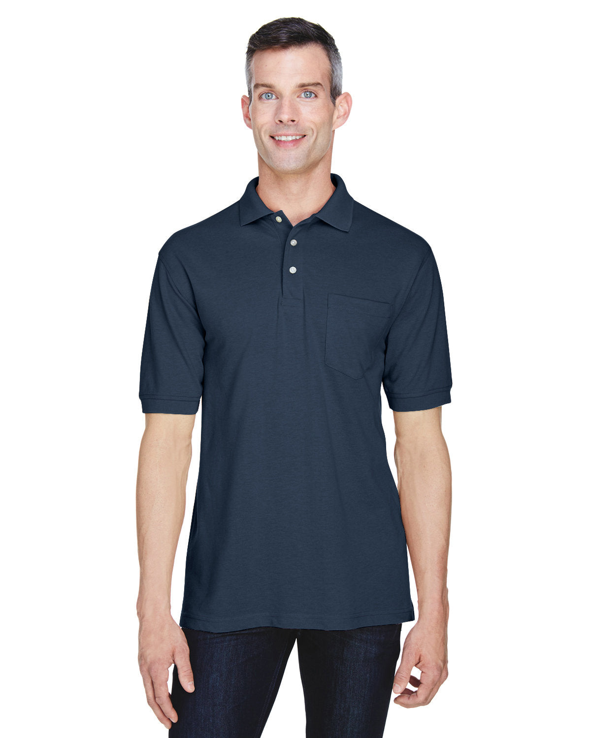 000172 Harriton Men's 5.6 oz. Easy Blend? Polo with Pocket