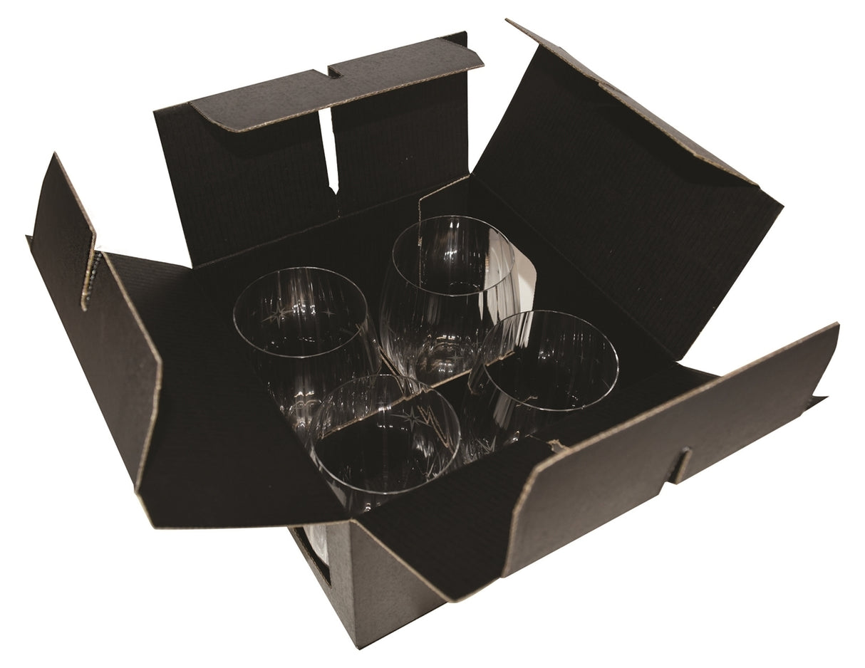 ~Tubo, 17.25oz glass tumbler, set of 4 in a Midnight gift box