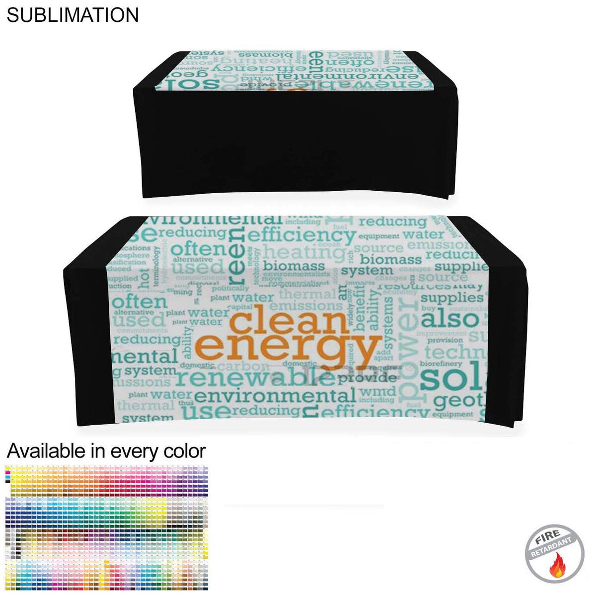 Sublimated Wider Table Runner, 60x60, Covers Front and Top of the table