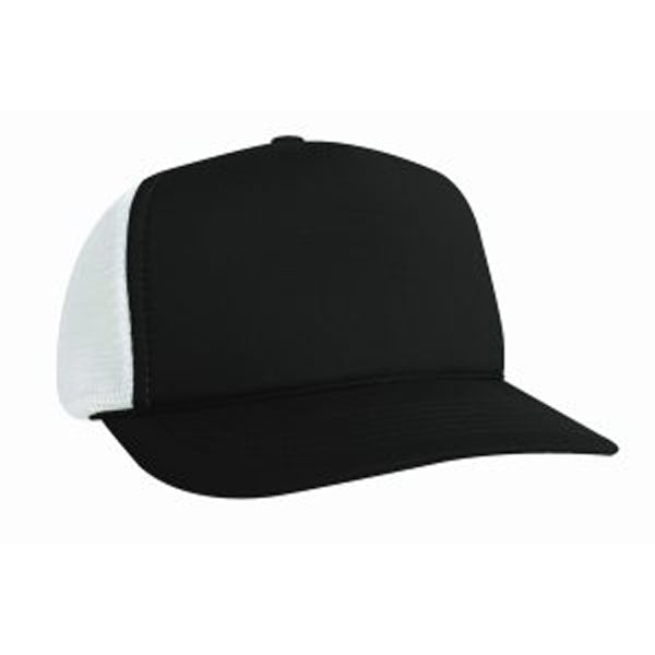 5-Panel Poly Foam Mesh Trucker Cap w/Flat Bill (2-Tone)