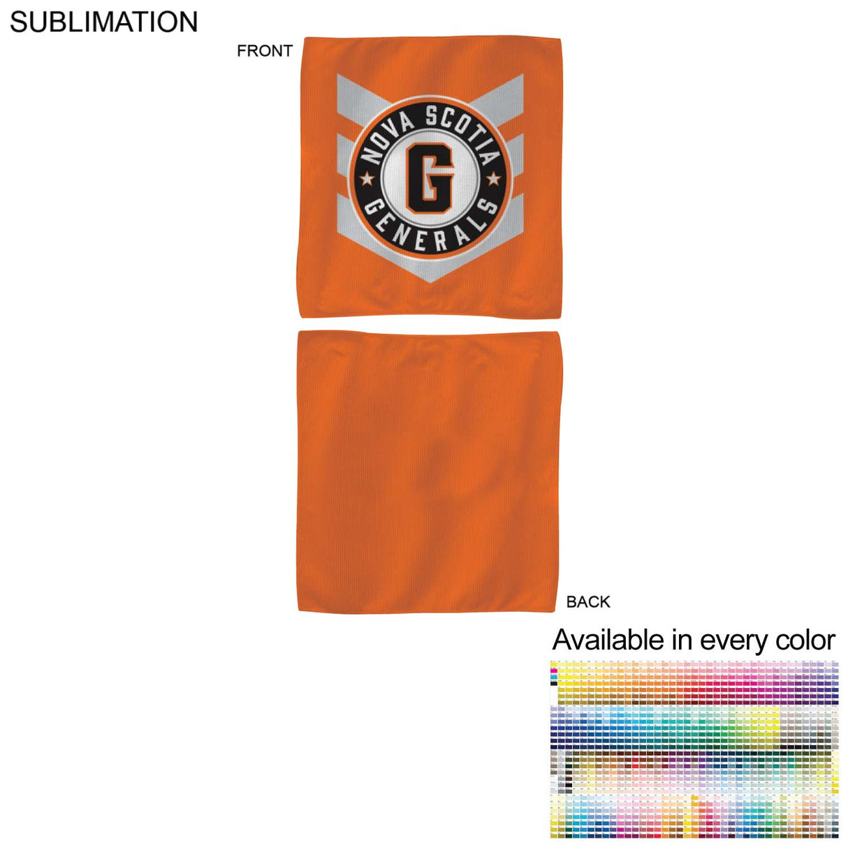 Colored Microfiber Dri-Lite Terry Skate, Cooling, Rally Towel, 10x10 Sublimated Edge to Edge 2 sides