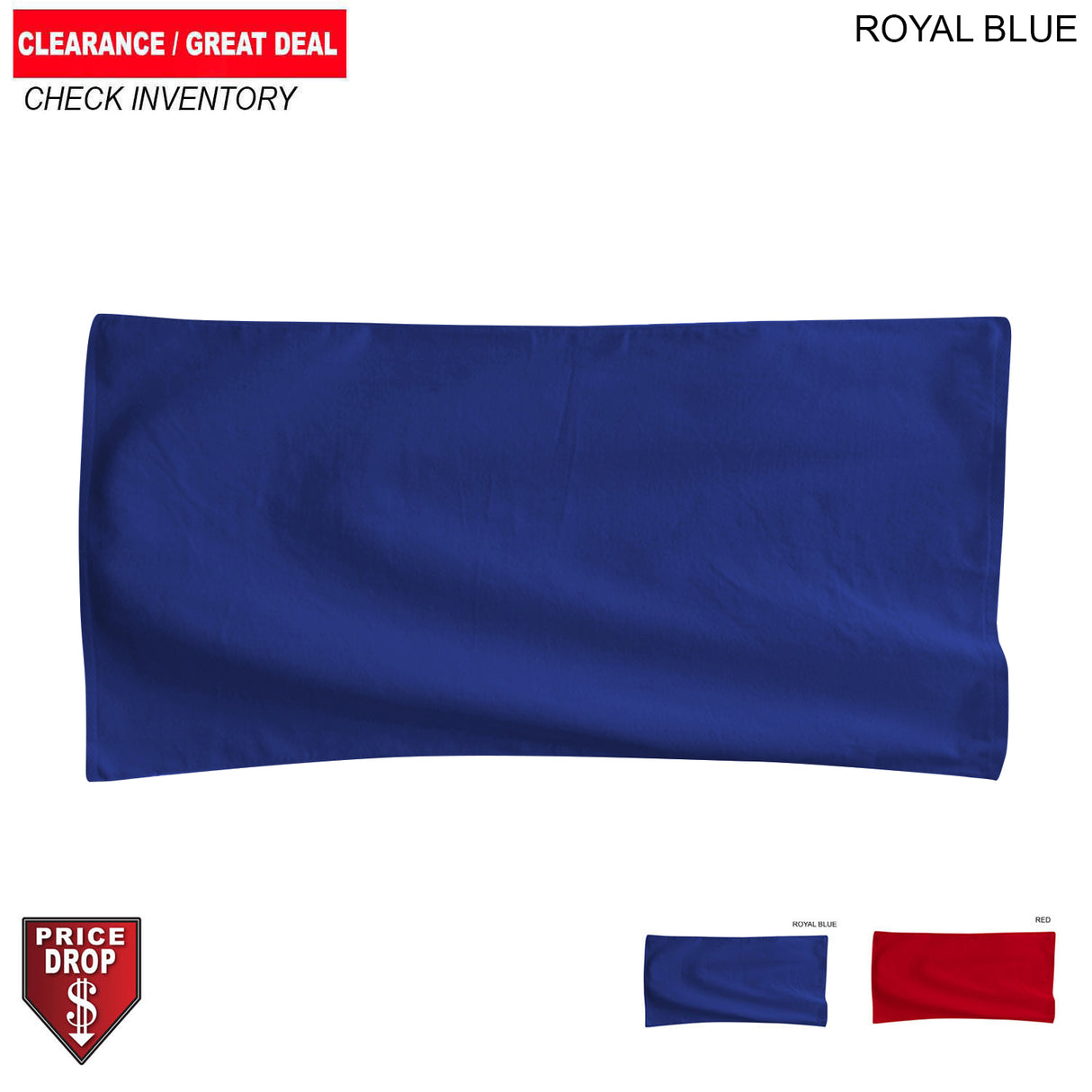 Plush Velour Terry 100% Cotton Colored Pool Towel, 22x44, Blank Only (Great Deal)