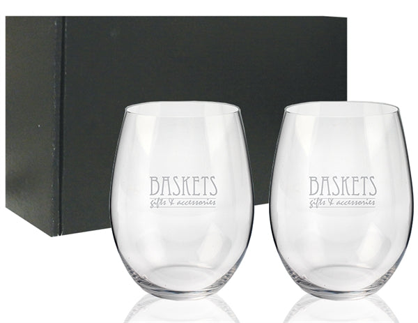 ~ Cabernet Merlot 21-1/8oz RIEDEL stemless crystal S/2 in an Onyx gift box