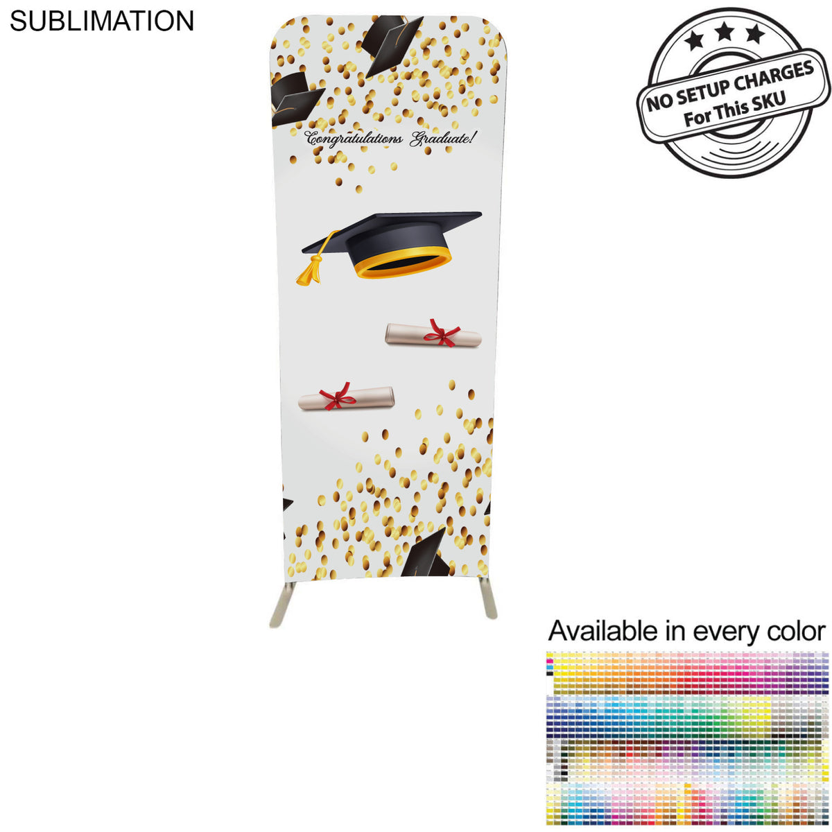 Graduation 2'W x 78"H EuroFit Straight Wall Display Kit, with Full Color Graphics Double Sided