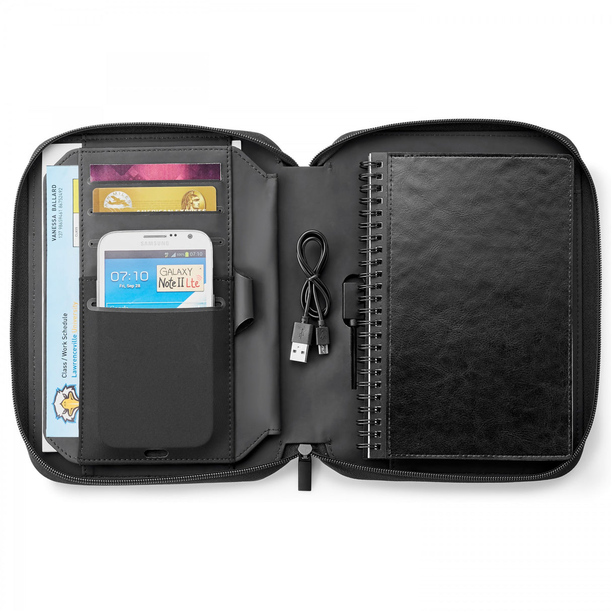 A5 ZIP JOURNAL WITH 5,000 mAh WIRELESS CHARGING POWER BANK INCLUDES UL CERTIFIED BATTERY