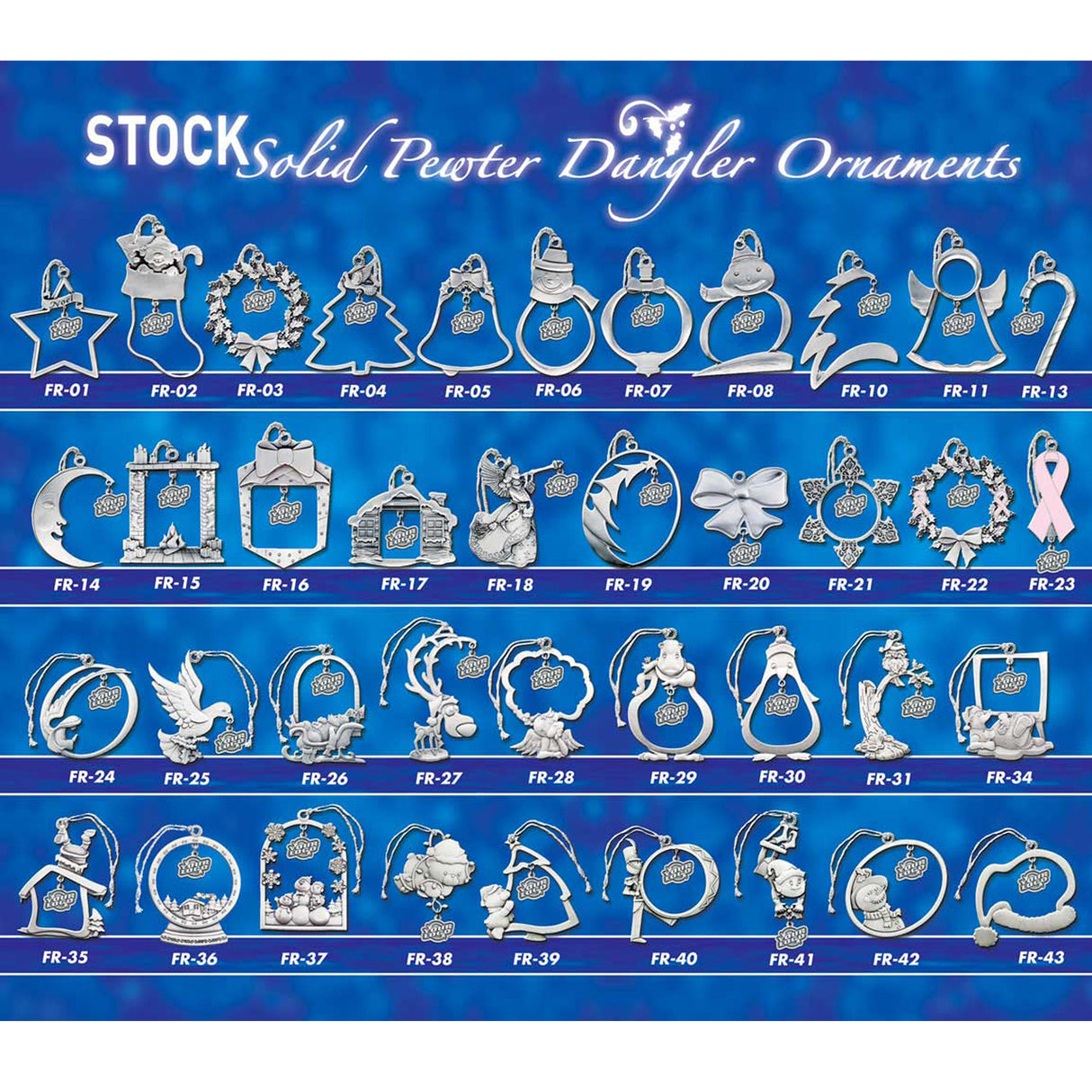 Dangler Style Pewter Ornament - Stock Frame with Custom Dangler