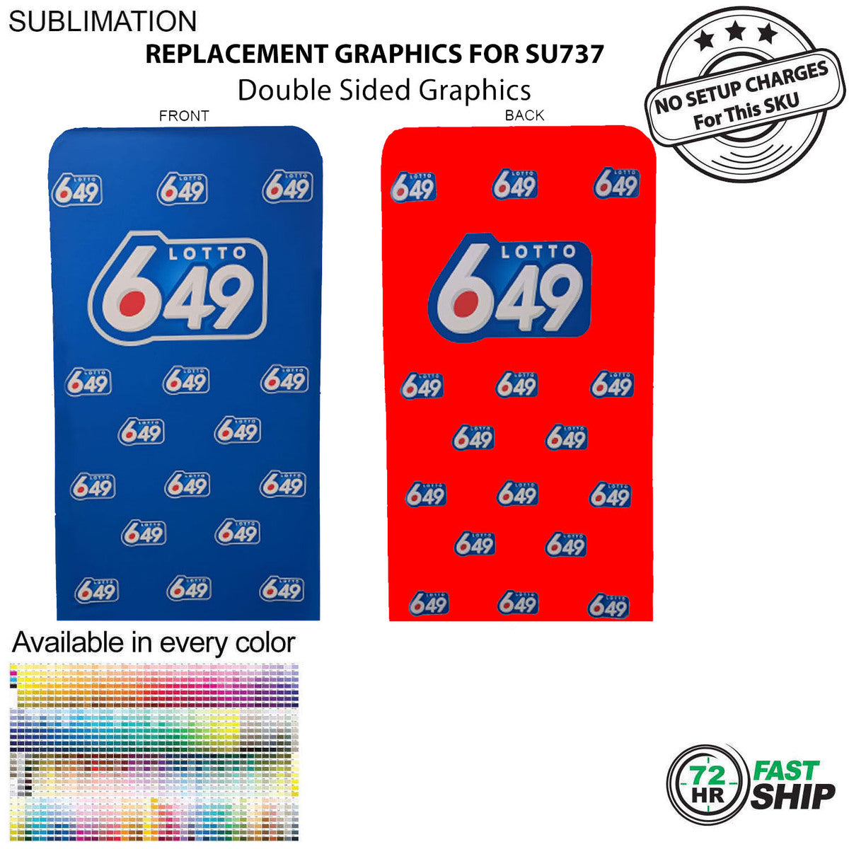72 Hr Fast Ship - Replacement Full Color Graphics Double Sided for 4'W x 90"H EuroFit Banner
