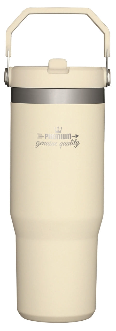 Stanley® IceFlow 30oz Flip Straw Tumbler, cream - Etched